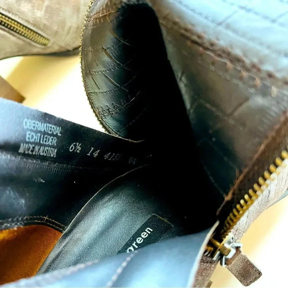 Paul Green Malibu Sliced Zip Ankle Bootie Chunky Nubuck Earth Metallic